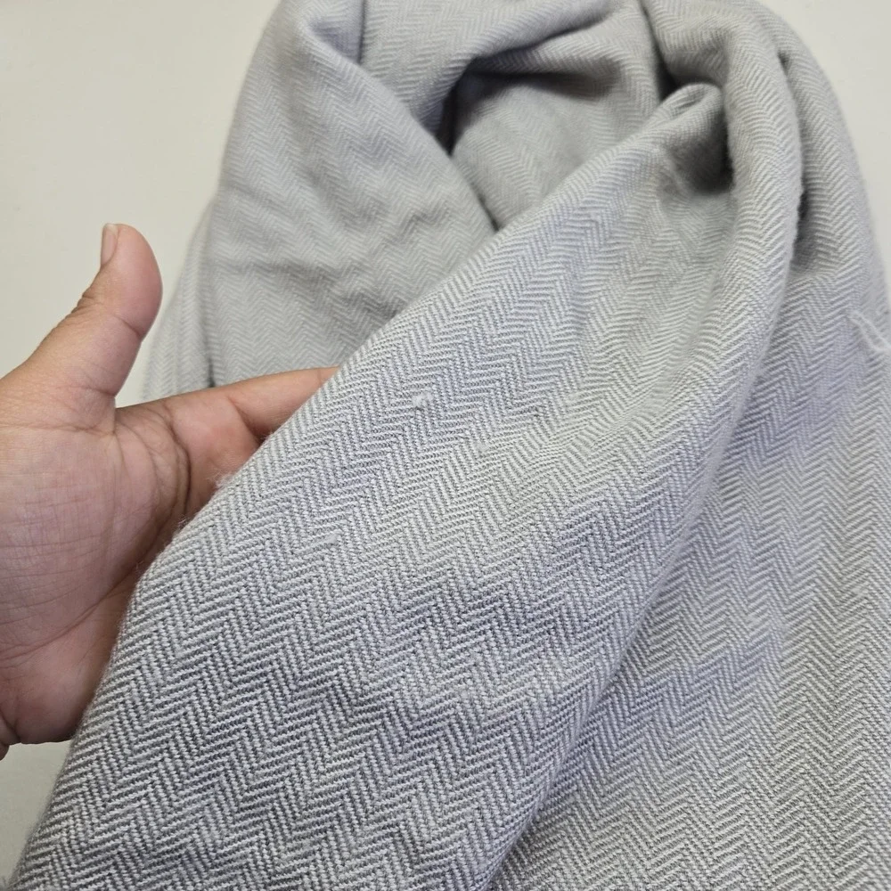 Lululemon Women Scarf O/S Gray Throw Wrap Herringbone Fringe Wool READ